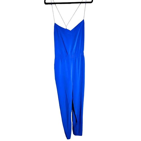 ASOS TALL royal blue jumpsuit Romper size 12 Spaghetti Straps Pockets - Picture 3 of 6